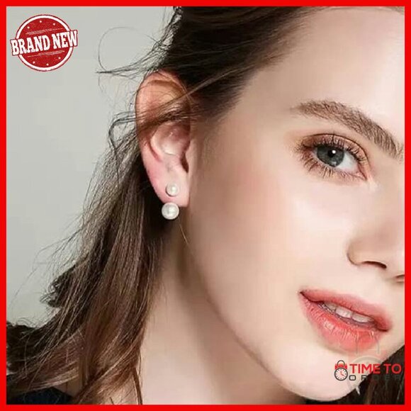 Sterling Silver Pearl Drop Earrings Hypoallergenic Push Back Studs